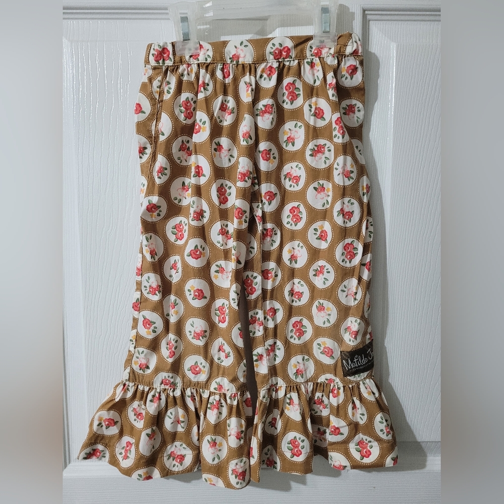 ⭐️ MATILDA JANE Girls Secret Fields Cameo Ruffles Pants Roses Brown Size 4